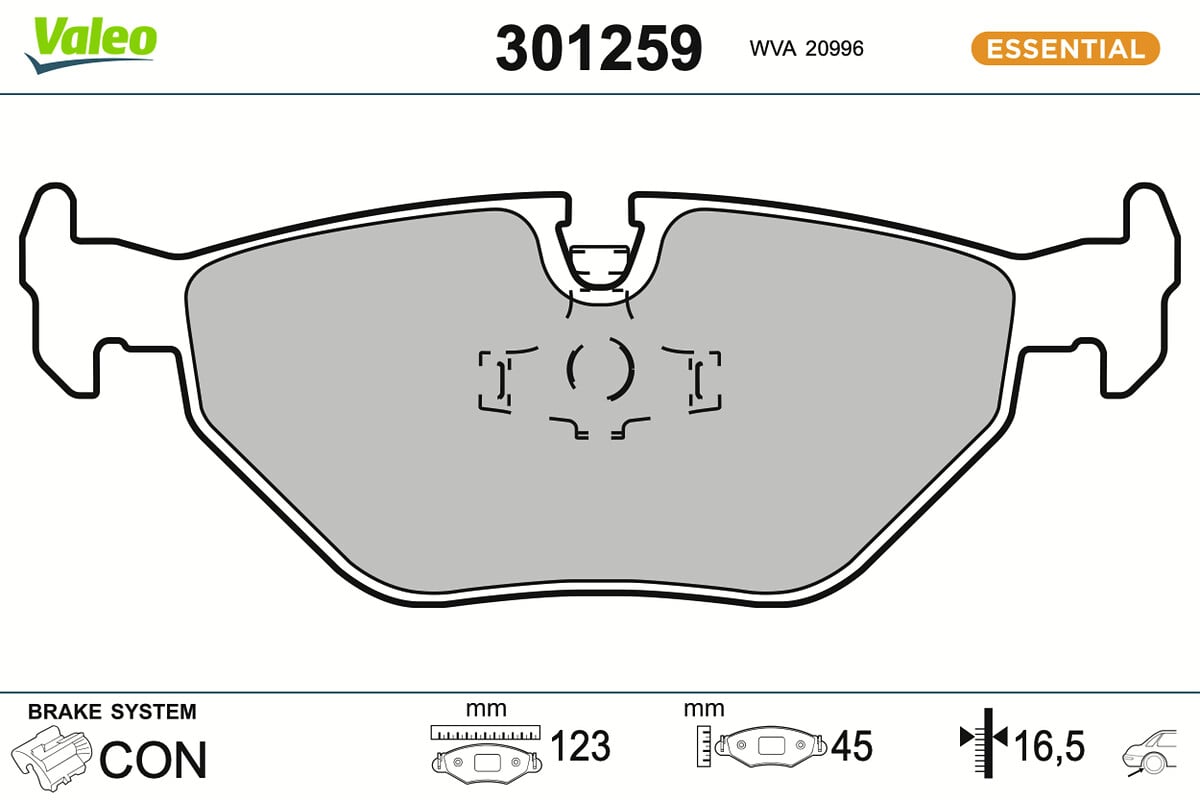 Jeu de 4 plaquettes de frein VALEO ref. 301259